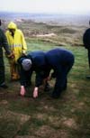 Eddie Hackett laying the last sod